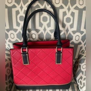 Red and Black Dressy Fashion Bag with Matching Red Wallet.